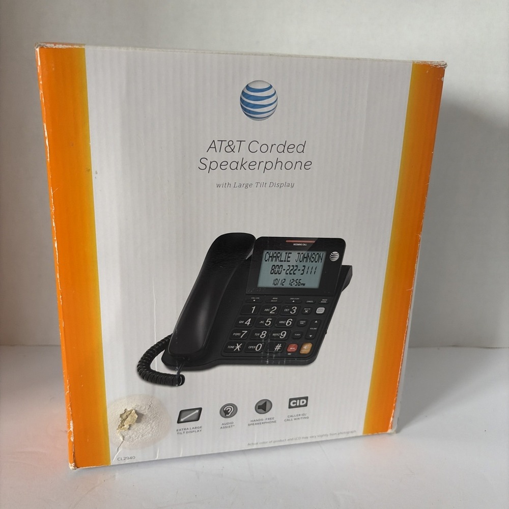 AT&T CL2940 Corded Phone w/Caller ID/Call Waiting Speakerphone Tilt Display NOB
